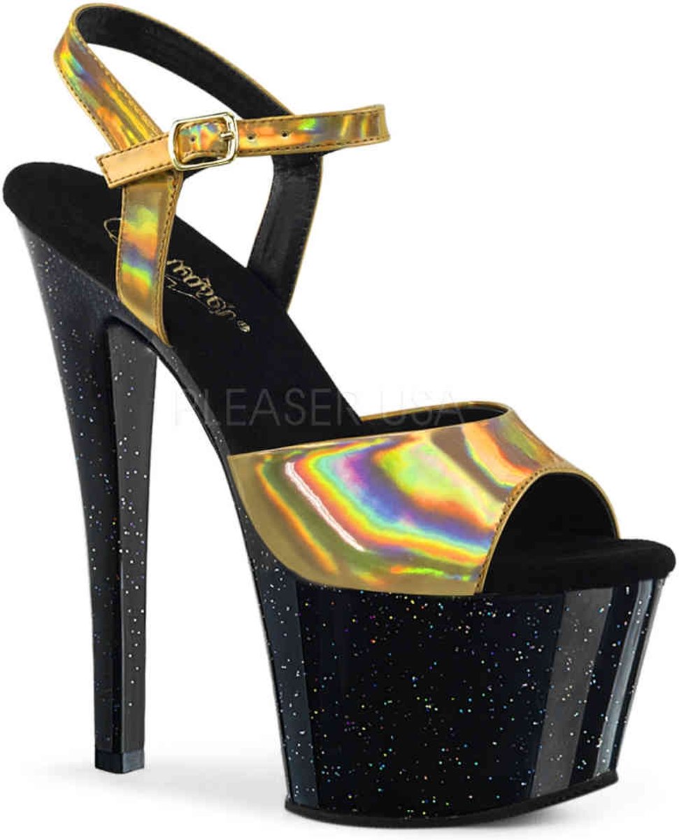 EU 36 = US 6 | SKY-309HG | 7 Heel, 2 3/4 PF Holographic Ankle Strap Sandal